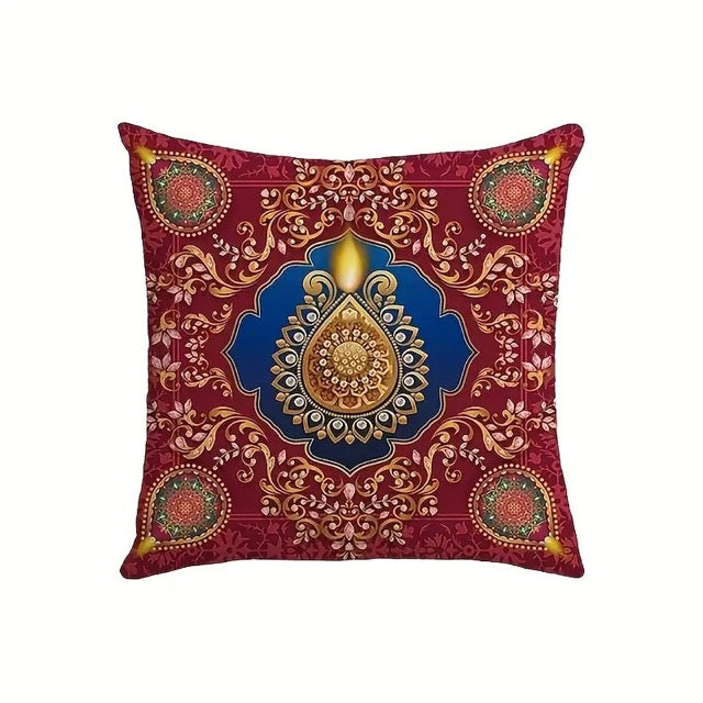 Diwali Throw Pillow Covers 18x18 Diwali Light Diyas Peacock Pillow Case Diwali Decor Indian Diwali Decorations and Supplies for Home