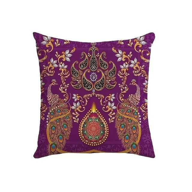 Diwali Throw Pillow Covers 18x18 Diwali Light Diyas Peacock Pillow Case Diwali Decor Indian Diwali Decorations and Supplies for Home