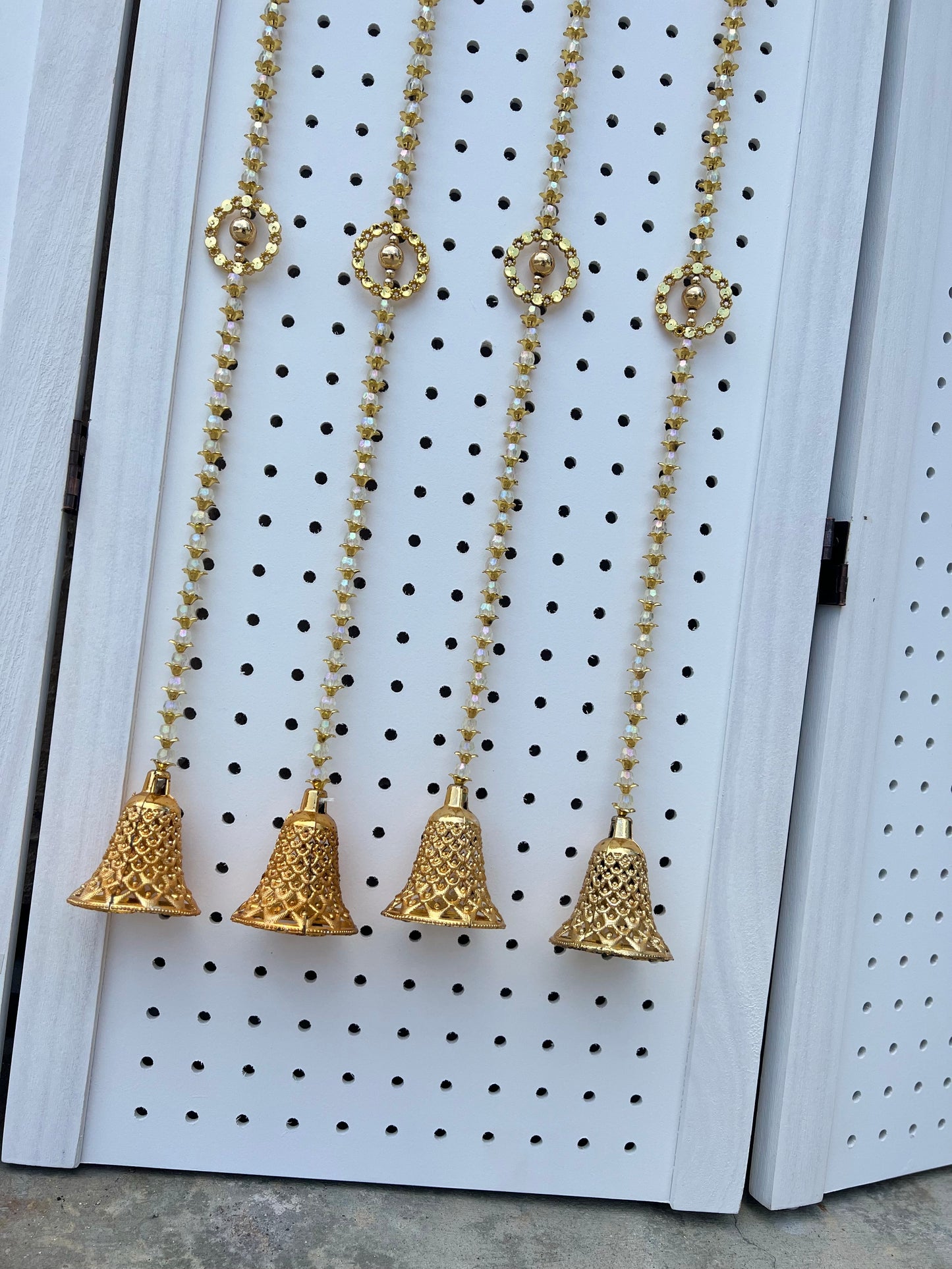 (Pack of 2) Traditional Handmade Wall Door Decor Hanging Latkan Toran Bandhanwar Beads Bells for Traditional Decoration for wedding, Party, Baby Shower, House Warming, Festival Decoration, Pooja Event (Height ~ 4 FT)