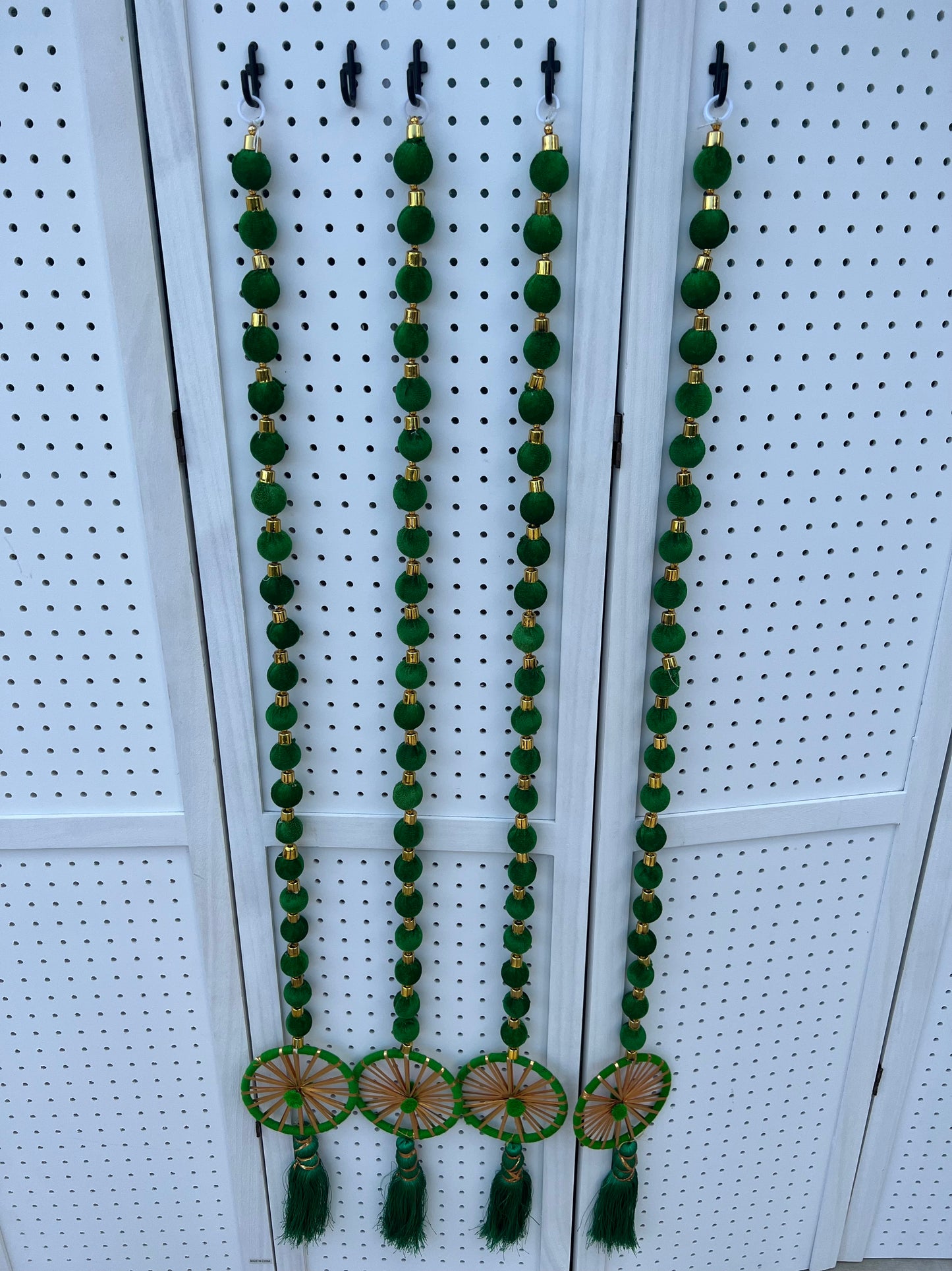 (Pack of 2) Ball Tassel Garlands With Chakri Wall Door Hanging Latkan Traditional Decoration for wedding, Party, Baby Shower, House Warming, Festival Decoration, Pooja Event, Bandhanwar (Height ~ 4 FT)