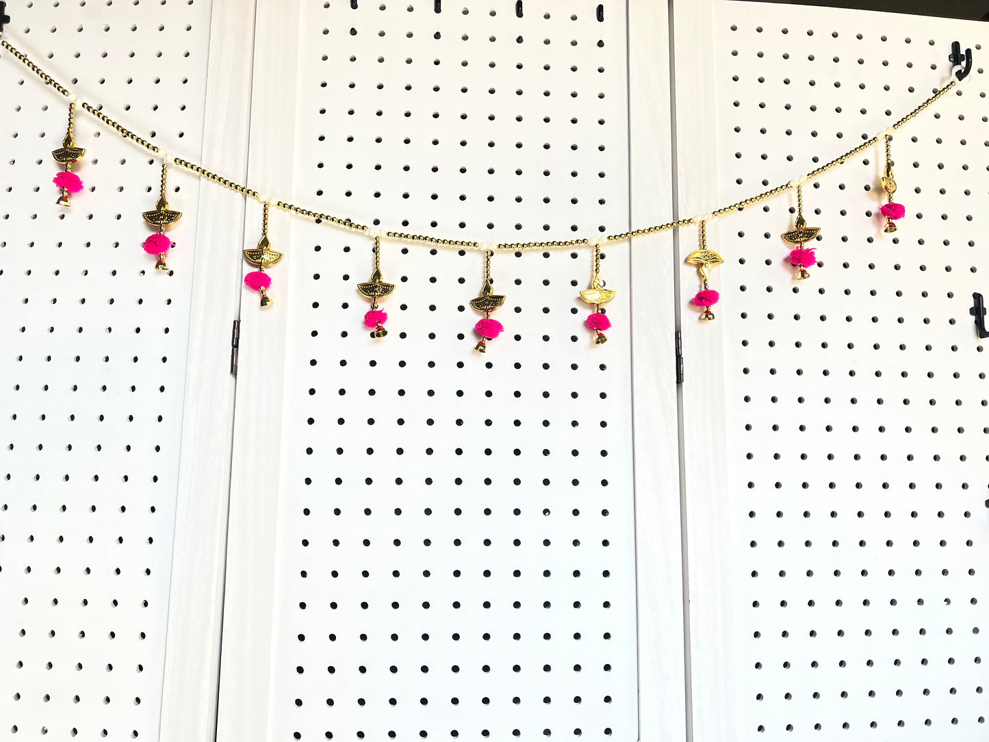 Door Hanging | Indian Wall Toran Mandir Temple Auspicious Navratri Decoration | Entryway Bandarwal | Diwali | Festival Decoration with Beads Pompom