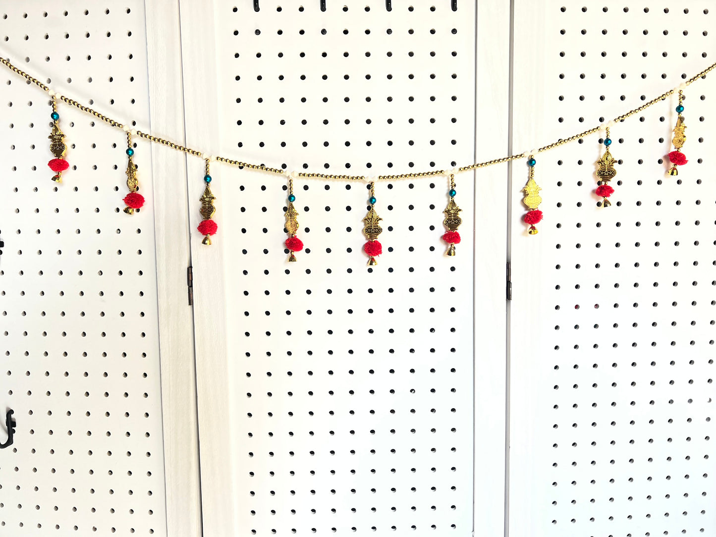 Door Hanging | Indian Wall Toran Mandir Temple Auspicious Navratri Decoration | Entryway Bandarwal | Diwali | Festival Decoration with Beads Pompom