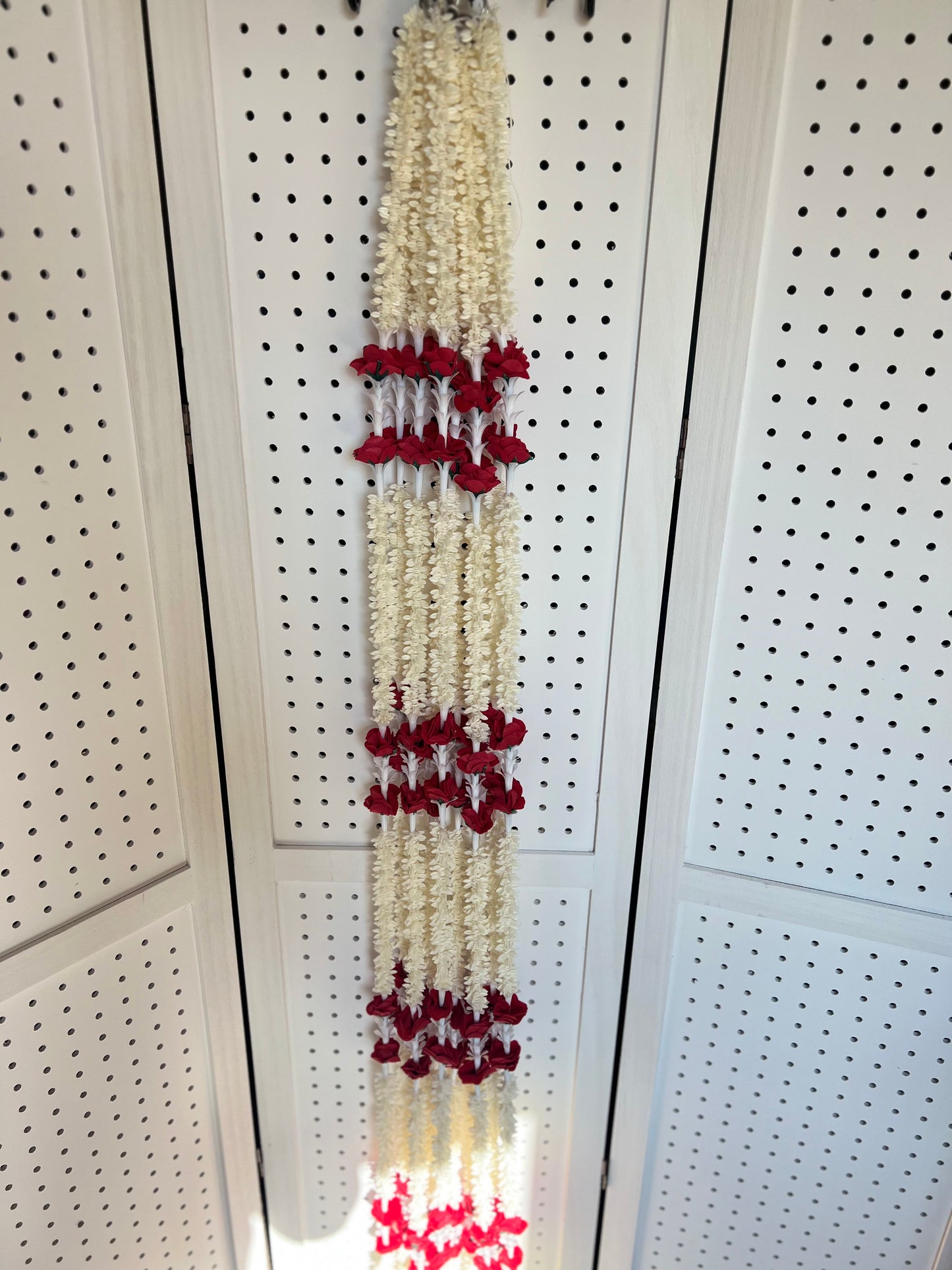 (Pack of 2) Artificial Mogra Jasmine Garlands For Indian Pakistani Punjabi Wedding Decorations for Diwali and Henna Function Traditional Event Decor