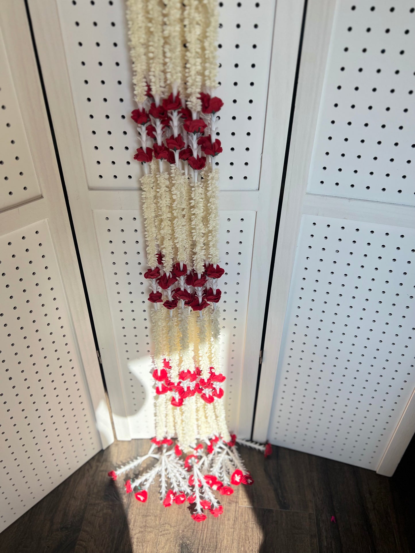 (Pack of 2) Artificial Mogra Jasmine Garlands For Indian Pakistani Punjabi Wedding Decorations for Diwali and Henna Function Traditional Event Decor