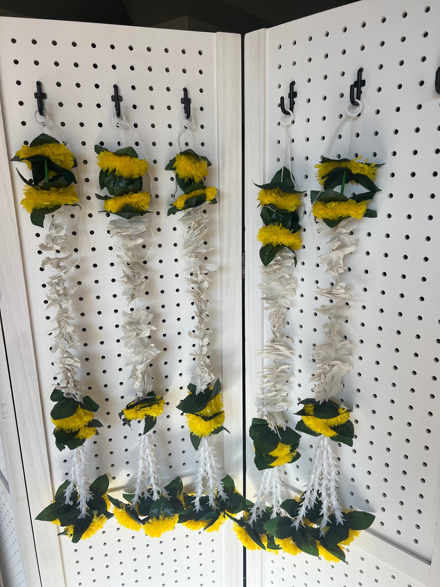 (Pack of 2) Artificial Indian Garland for Home, Diwali, Housewarming Decor, Jasmine String Garlands ,White Jasmine Party Backdrop, Wedding Decor, Mehndi Haldi Decor, Pooja Backdrop, Pooja room decoration