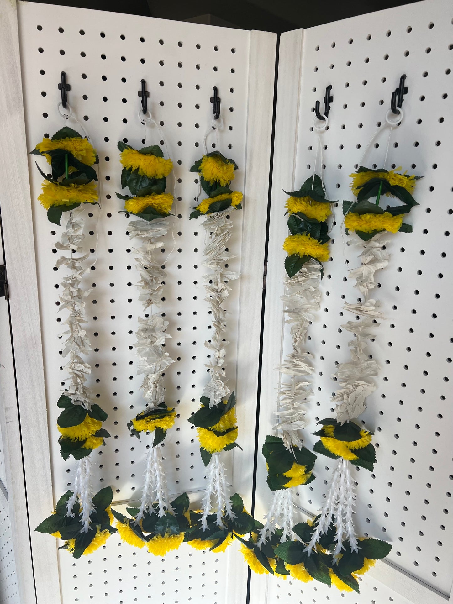 (Pack of 2) Artificial Indian Garland for Home, Diwali, Housewarming Decor, Jasmine String Garlands ,White Jasmine Party Backdrop, Wedding Decor, Mehndi Haldi Decor, Pooja Backdrop, Pooja room decoration