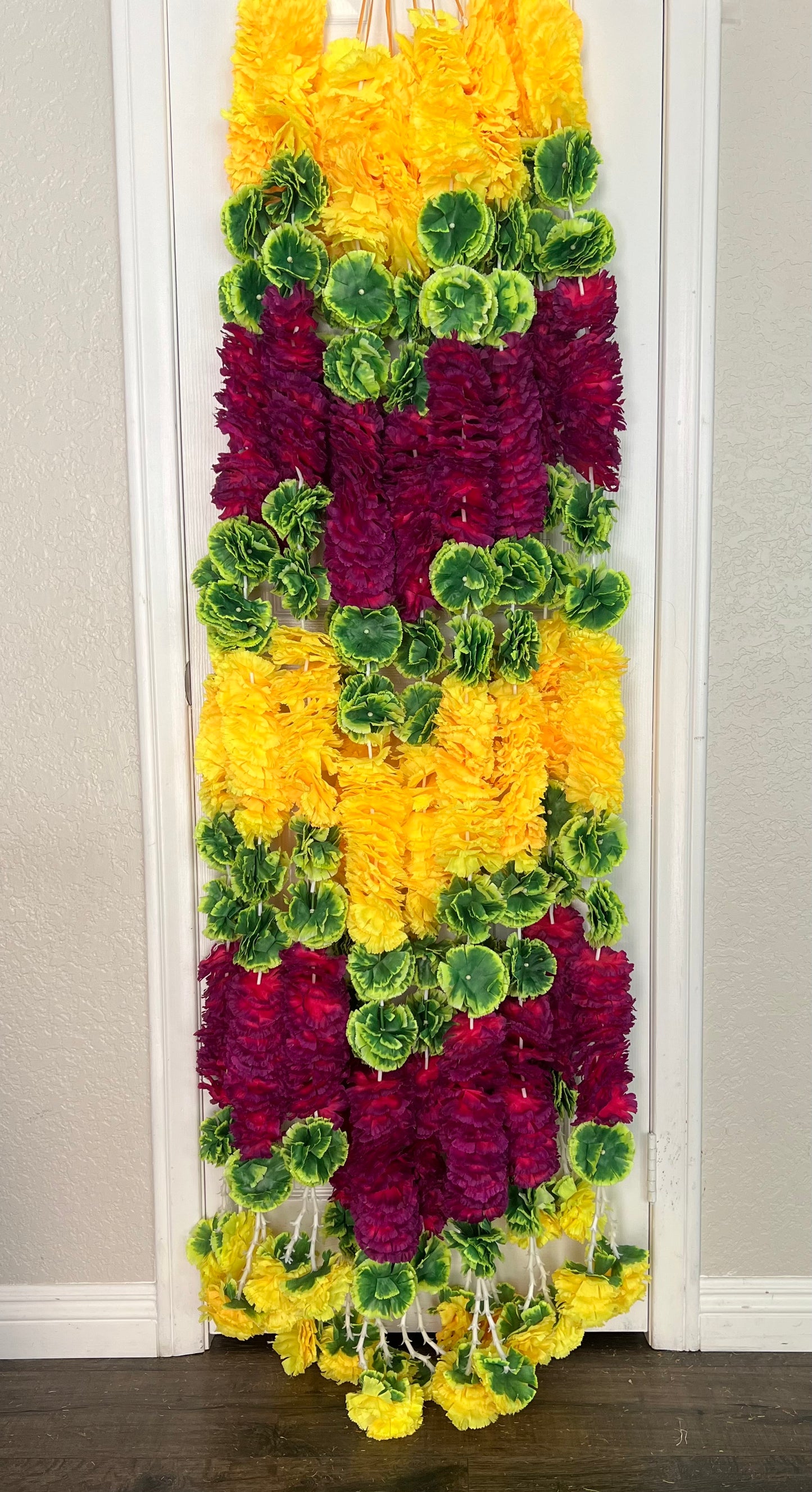 (Pack of 2) Garland for Decoration Long Strands Artificial Flowers, Indian Decor for Pooja/Diwali/Wedding/Christmas ~ 5 feet
