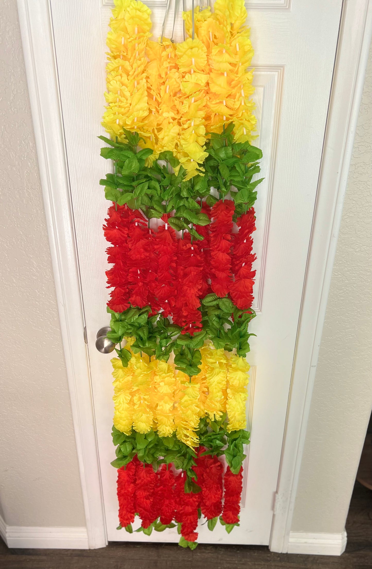 (Pack of 2) Garland for Decoration Long Strands Artificial Flowers, Indian Decor for Pooja/Diwali/Wedding/Christmas ~ 5 feet