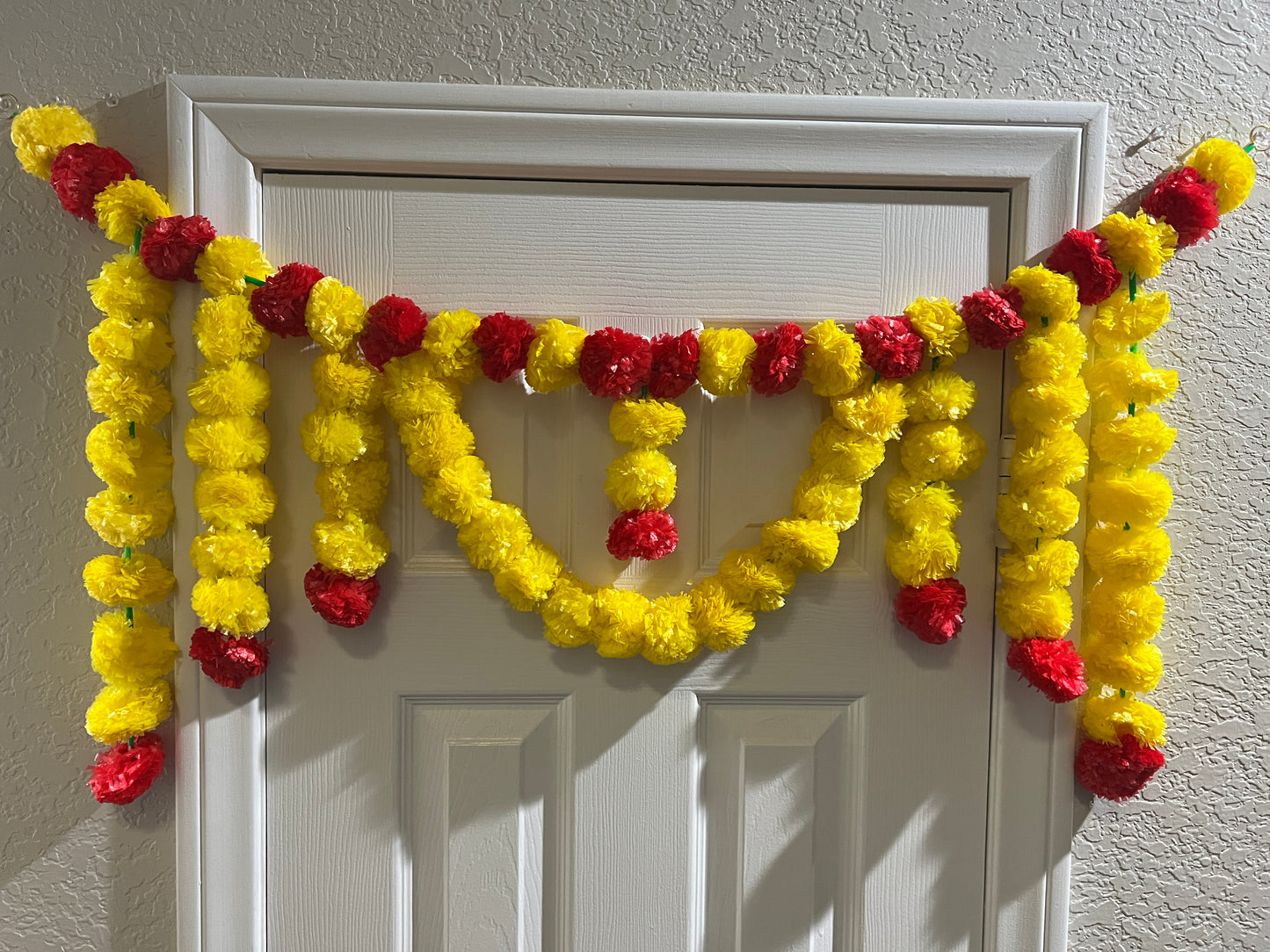Artificial Marigold Fluffy Flowers Garlands Door Toran Set/Decorative Door Hanging Bandanwar (Yellow & Red) for Decoration Size:- 40"