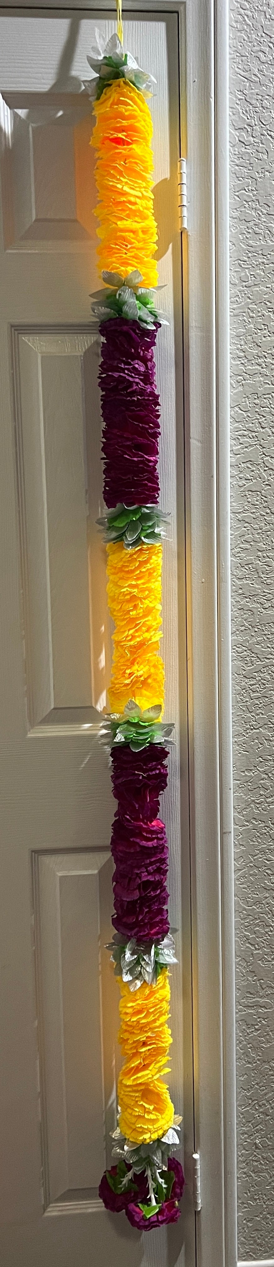 Garland for Decoration Long Strands Artificial Flowers, Indian Decor for Pooja/Diwali/Wedding/Christmas ~ 5 feet