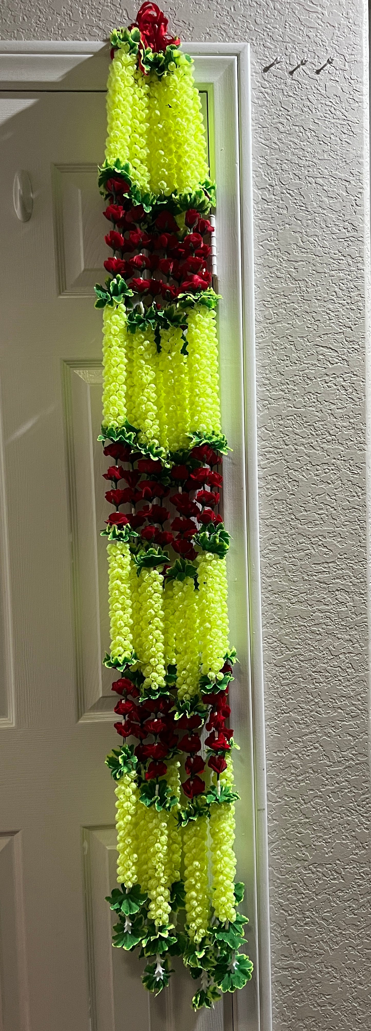 (Pack of 2) Garland for Decoration Jasmine flower Garland Hangings Perfect for Indian Wedding Temple Stage Diwali and Haldi Decor Indian Decor for Pooja/Diwali/Wedding/Christmas ~ 5 feet