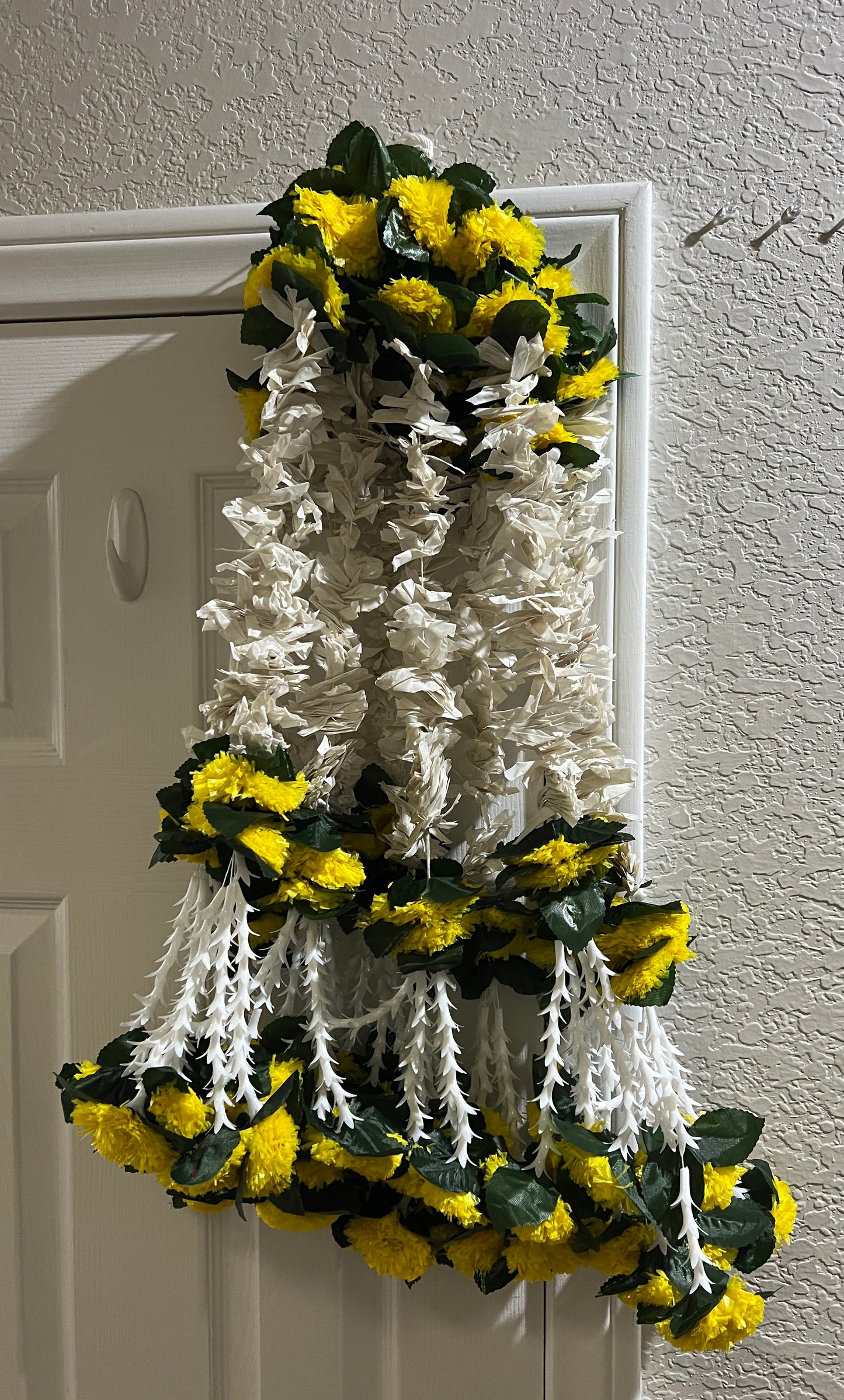 (Pack of 2) Artificial Indian Garland for Home, Diwali, Housewarming Decor, Jasmine String Garlands ,White Jasmine Party Backdrop, Wedding Decor, Mehndi Haldi Decor, Pooja Backdrop, Pooja room decoration
