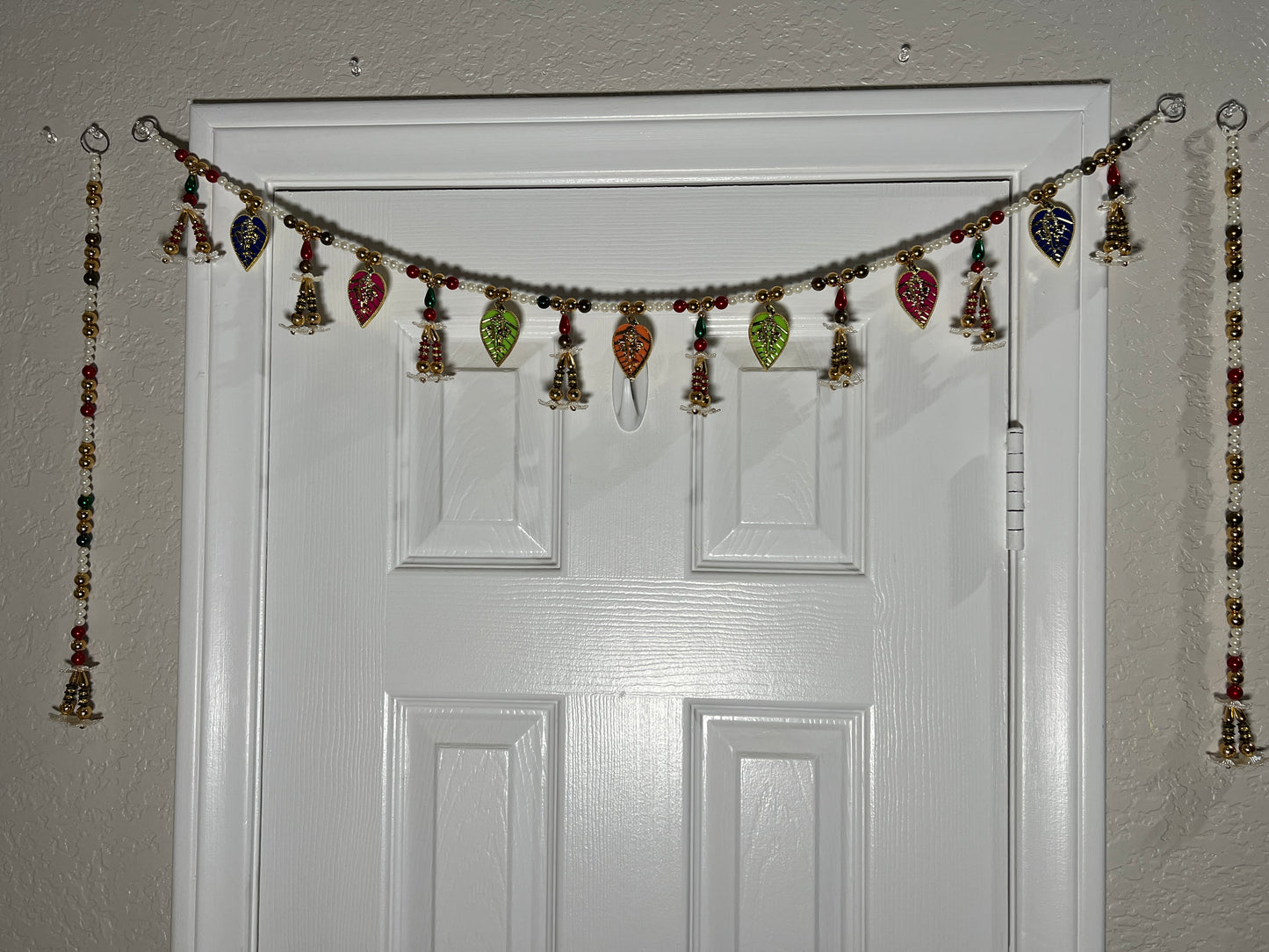 Handmade Set of Toran with Side Hanging Door Decoration Latkan Bandanwar with Moti Beads for Home Festival Entrance