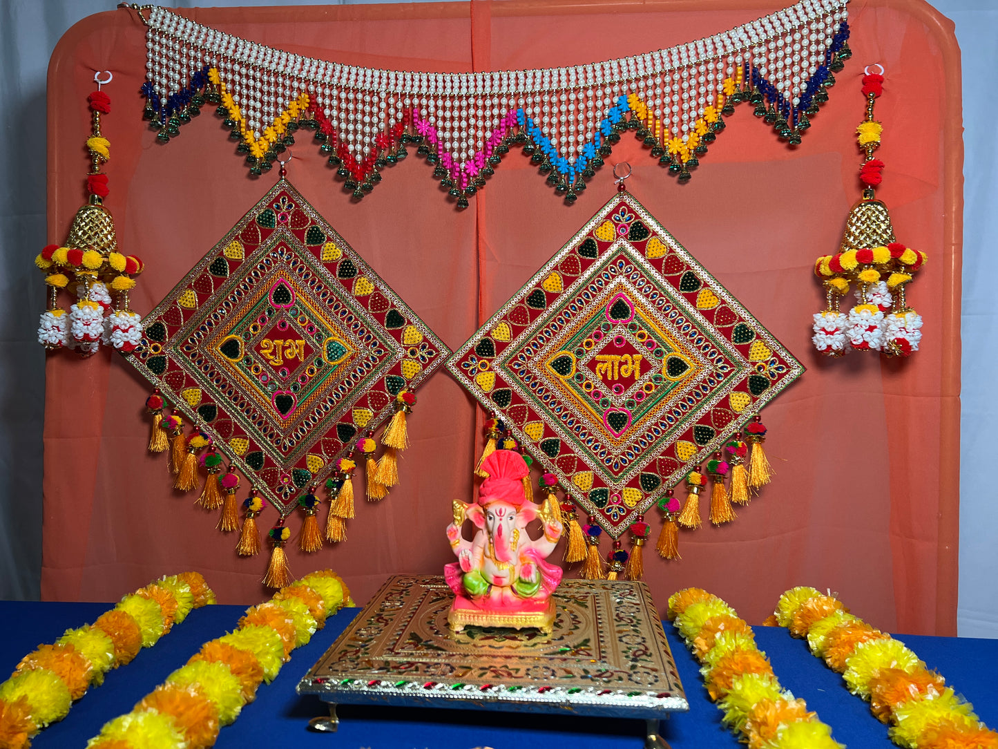 Handmade Pearl Toran with Hangings | Bandharwar | Pooja mandir door hanging | Home decor bandhanwar | Indian diwali decoration| Indian décor