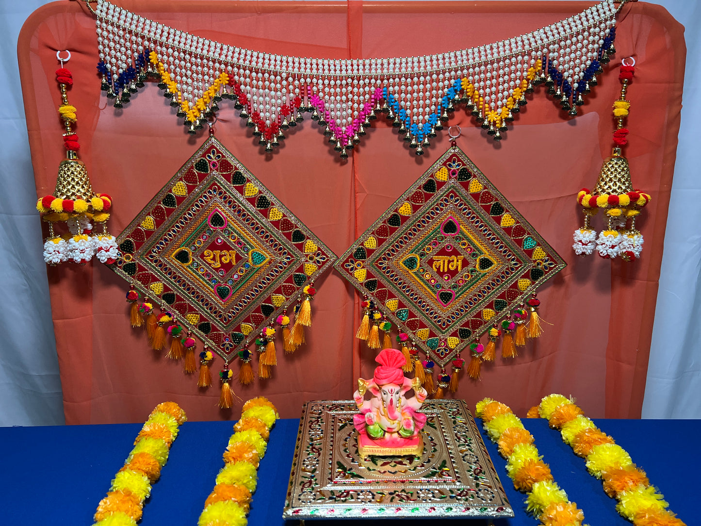 Handmade Pearl Toran with Hangings | Bandharwar | Pooja mandir door hanging | Home decor bandhanwar | Indian diwali decoration| Indian décor