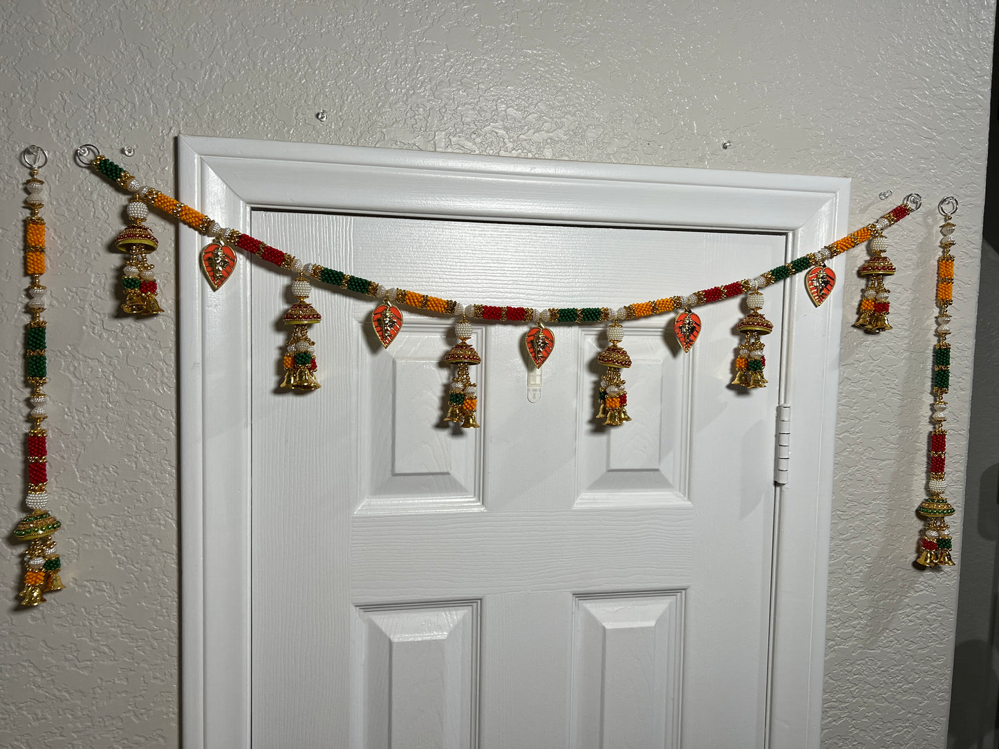 36" long Indian bohemian beaded home decor with Side Hanging, window gypsy curtains, Indian door bandhanwar, Diwali ethnic tapestry, Diwali gift/door toran