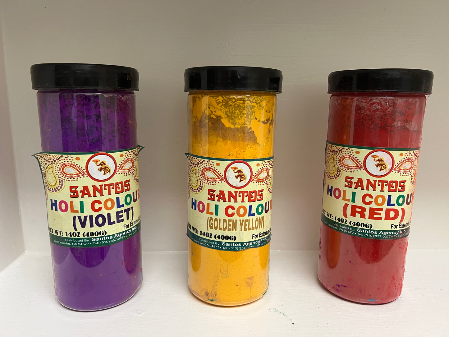 (Pack of 2) Holi Color Powder packet/Bottle - 400 g Each - Multi Colored Powders - Pink, Red, Orange, Yellow, Green, Sky Blue, Golden Yellow, Blue, Purple, Peacock green, Violet - For Holi, Fun Run, Party & Festival