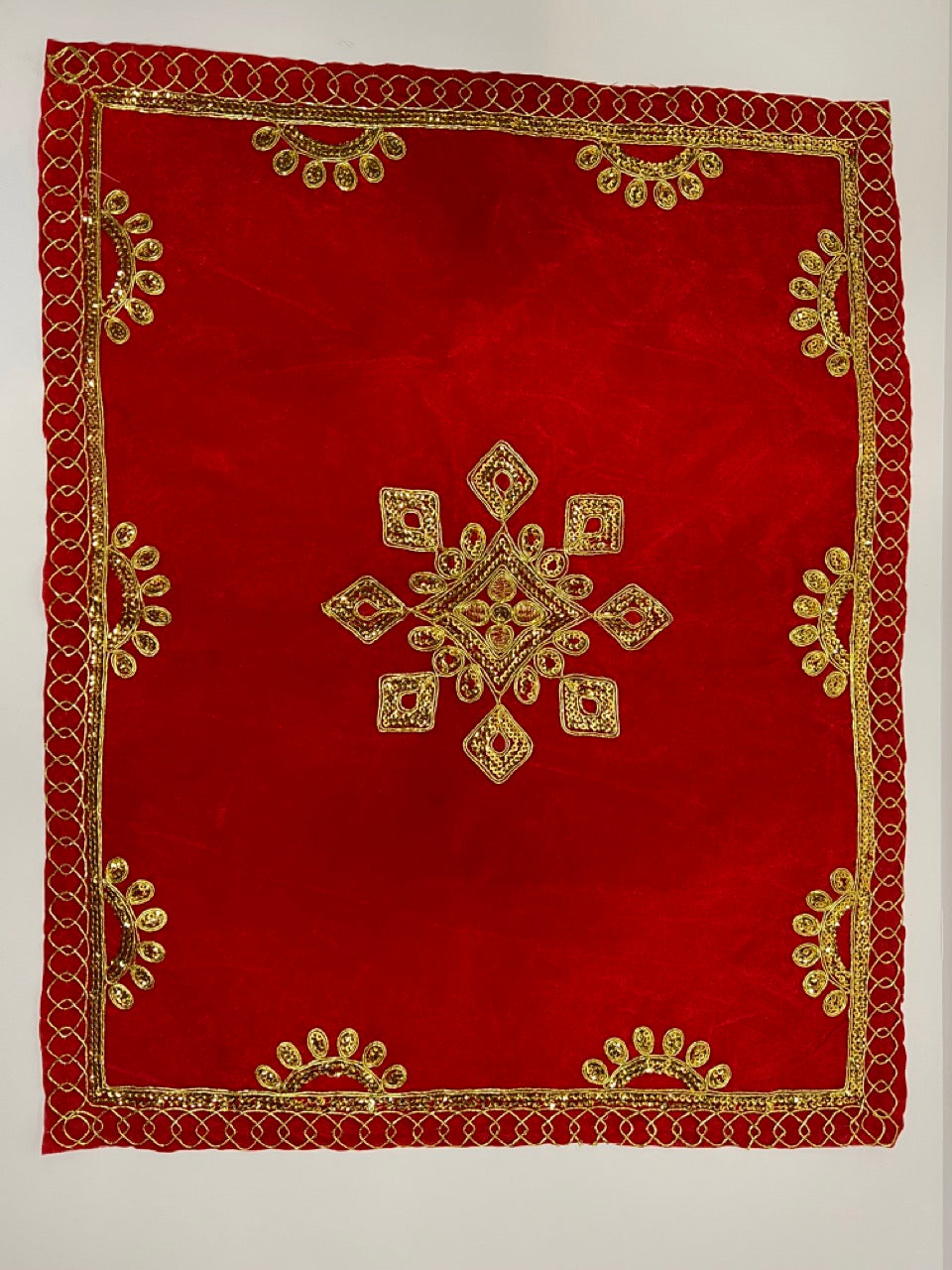 Red Aasan Chowki Kapda | Pooja Aasan