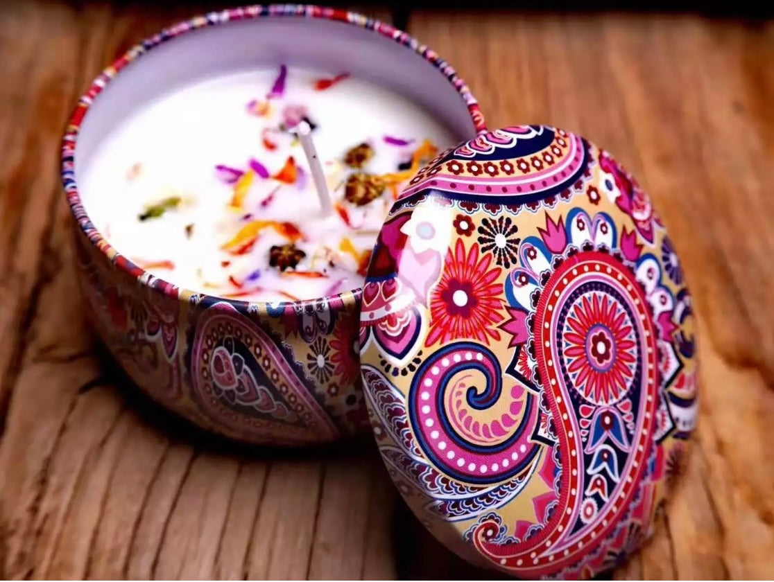 Home Decoration Organic Soy Wax Scented Candle With Dried Flowers