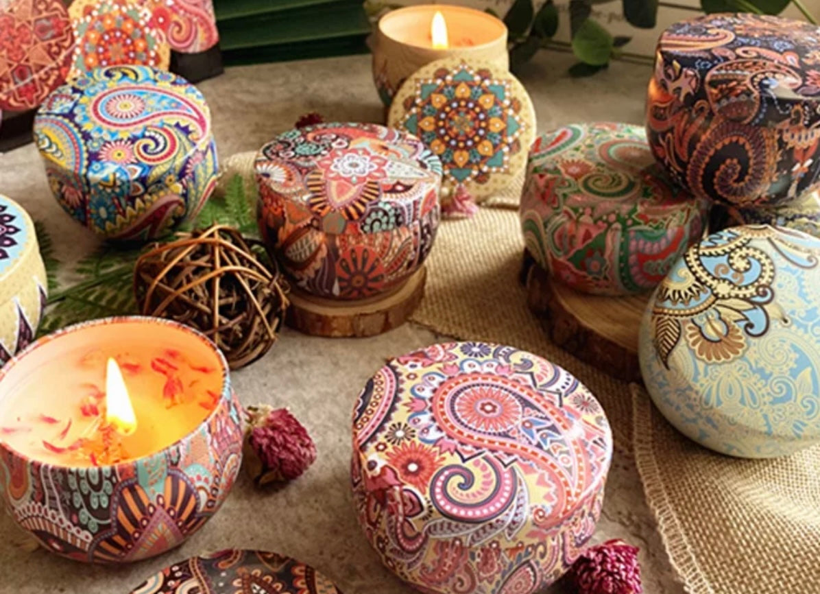 Home Decoration Organic Soy Wax Scented Candle With Dried Flowers