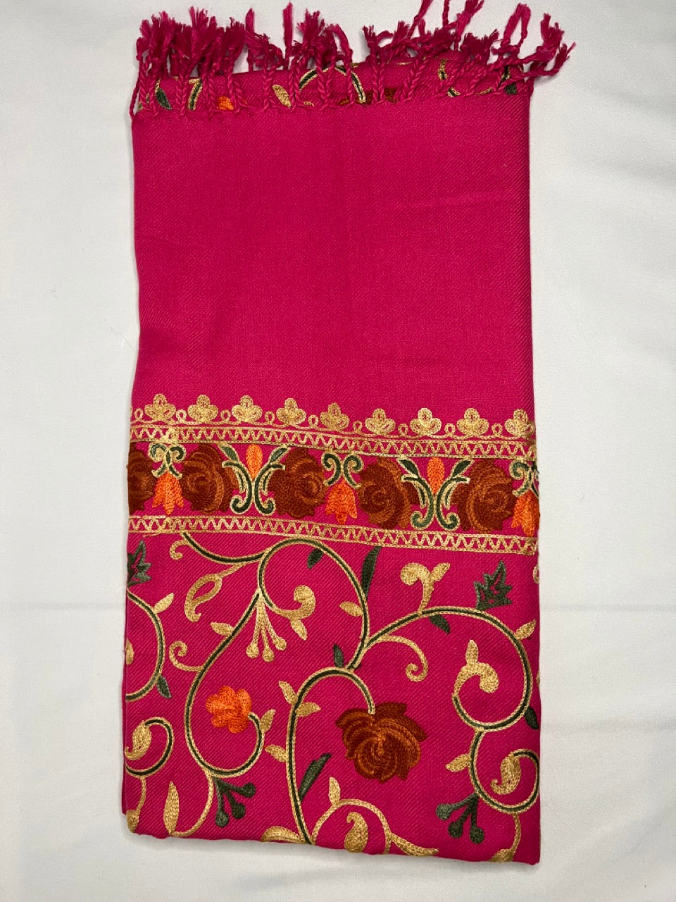Embroidered Floral Stole/ Pink Stole/ Black Stole/ Fashion Scarves/Gift Scarves/Woolen Scarves/Wrap Large Wool Shawl/ Indian Shawl