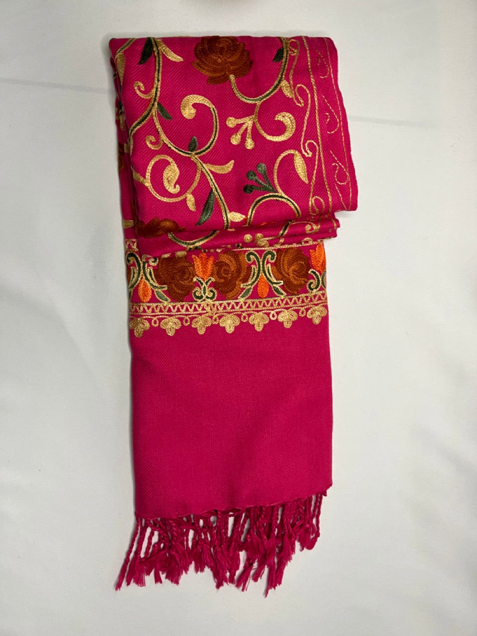 Embroidered Floral Stole/ Pink Stole/ Black Stole/ Fashion Scarves/Gift Scarves/Woolen Scarves/Wrap Large Wool Shawl/ Indian Shawl