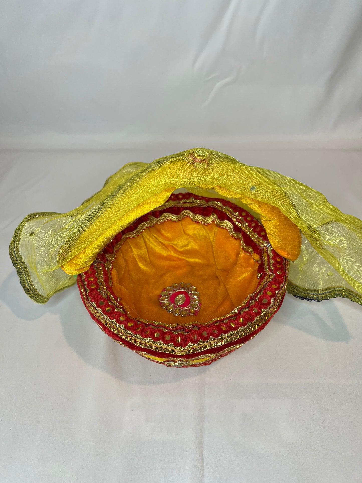 Handmade Bal Gopal Singhasan Ladoo Gopal Decorative Carry Basket Lord Krishna Throne Bal Gopal Kanha Floral Jhula Ganesh Ji Floral Carry Basket