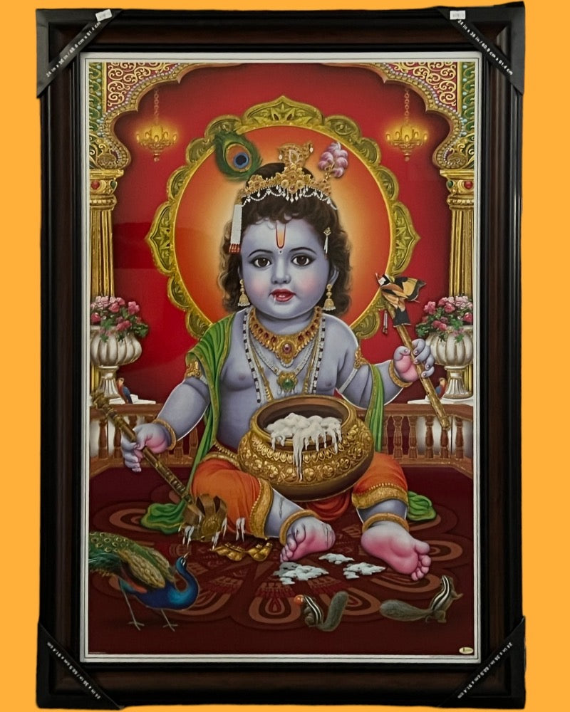 Bal Gopal | Little Krishna Eating Makhan & Holding Flute