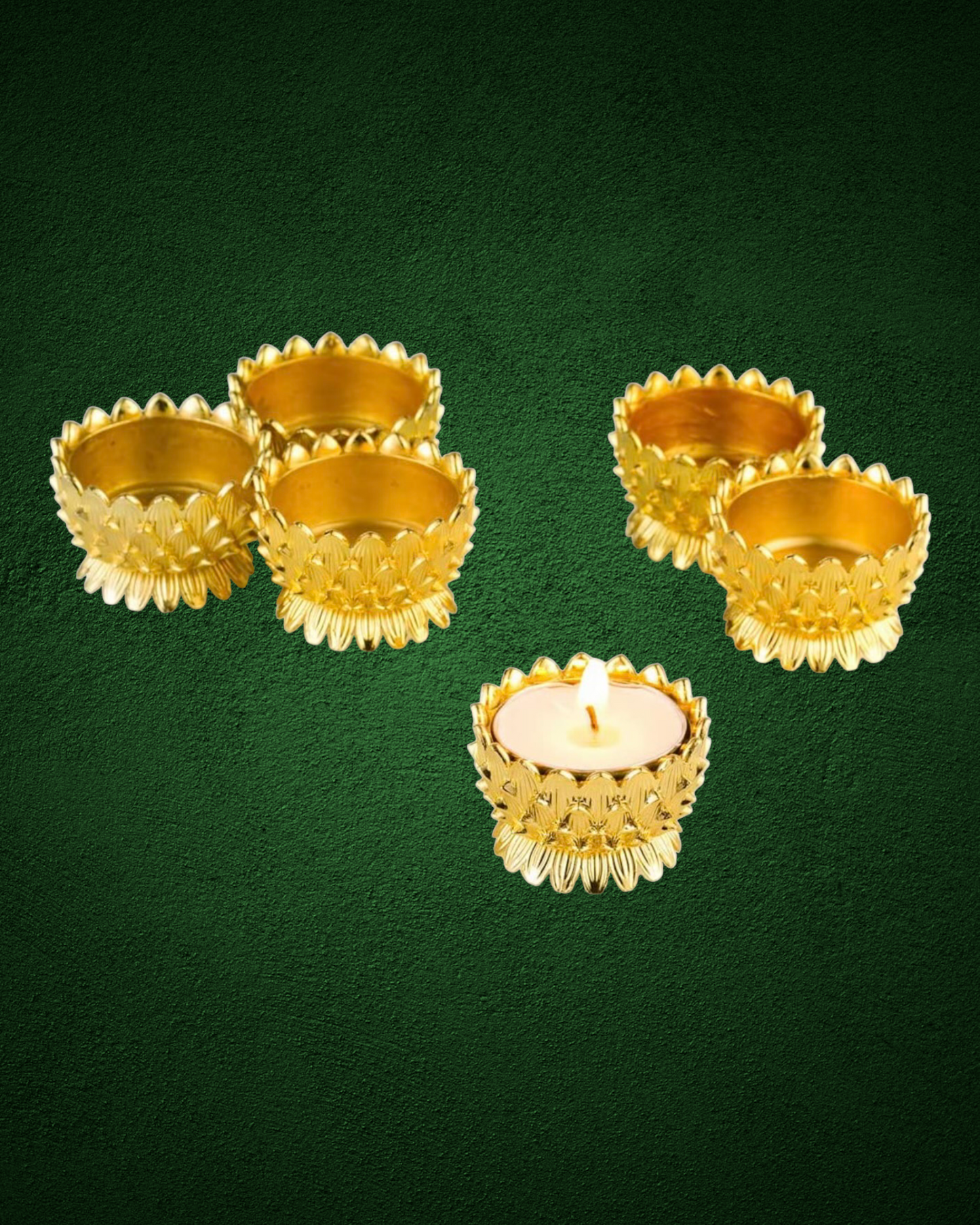 Metal Lotus Ghee Oil Lamp Holders Lotus Tea Light Holders Candle Stand Set, Lotus Diya Lamp Holders for Diwali Puja Home Altar Pooja Decoration Candle Centerpiece