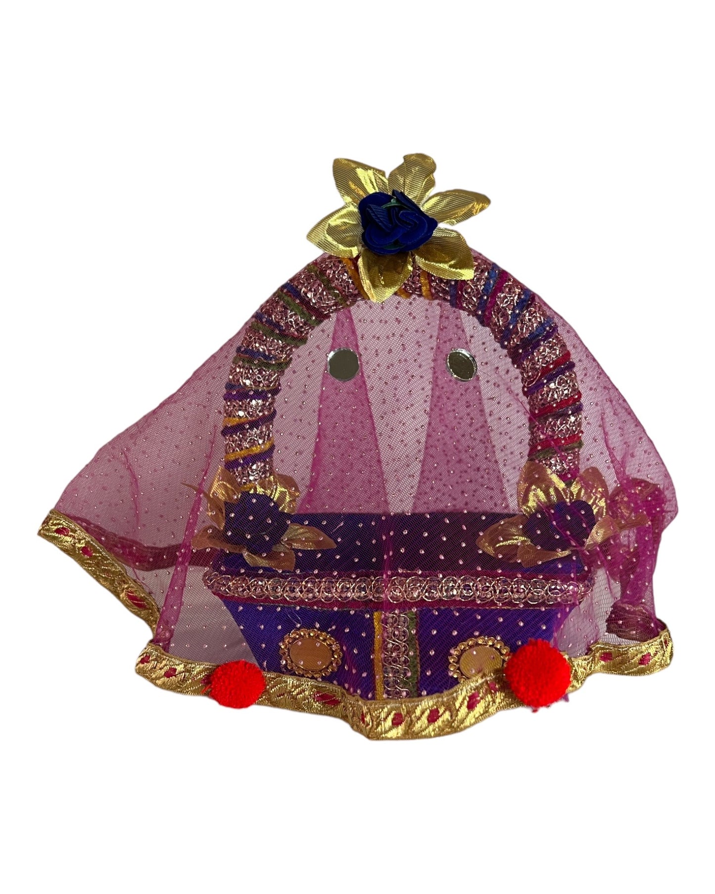 Handmade Bal Gopal Singhasan Ladoo Gopal Decorative Carry Basket Lord Krishna Throne Bal Gopal Kanha Floral Jhula Ganesh Ji Floral Carry Basket