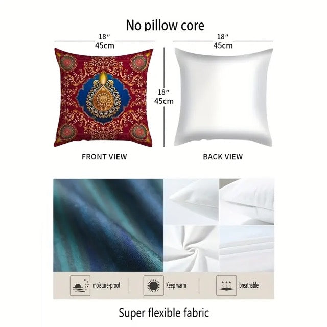Diwali Throw Pillow Covers 18x18 Diwali Light Diyas Peacock Pillow Case Diwali Decor Indian Diwali Decorations and Supplies for Home