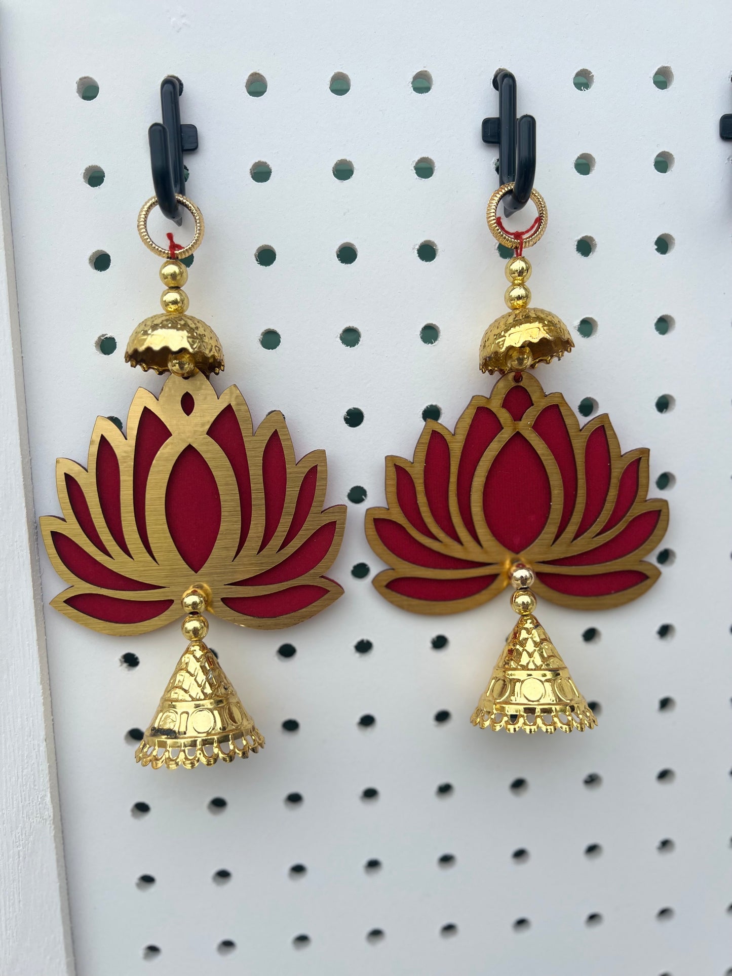 (Pack of 2) Handmade Wall Door Decor Lotus with Bell Traditional Decoration for wedding, Party, Baby Shower, House Warming, Festival Decoration, Pooja Event