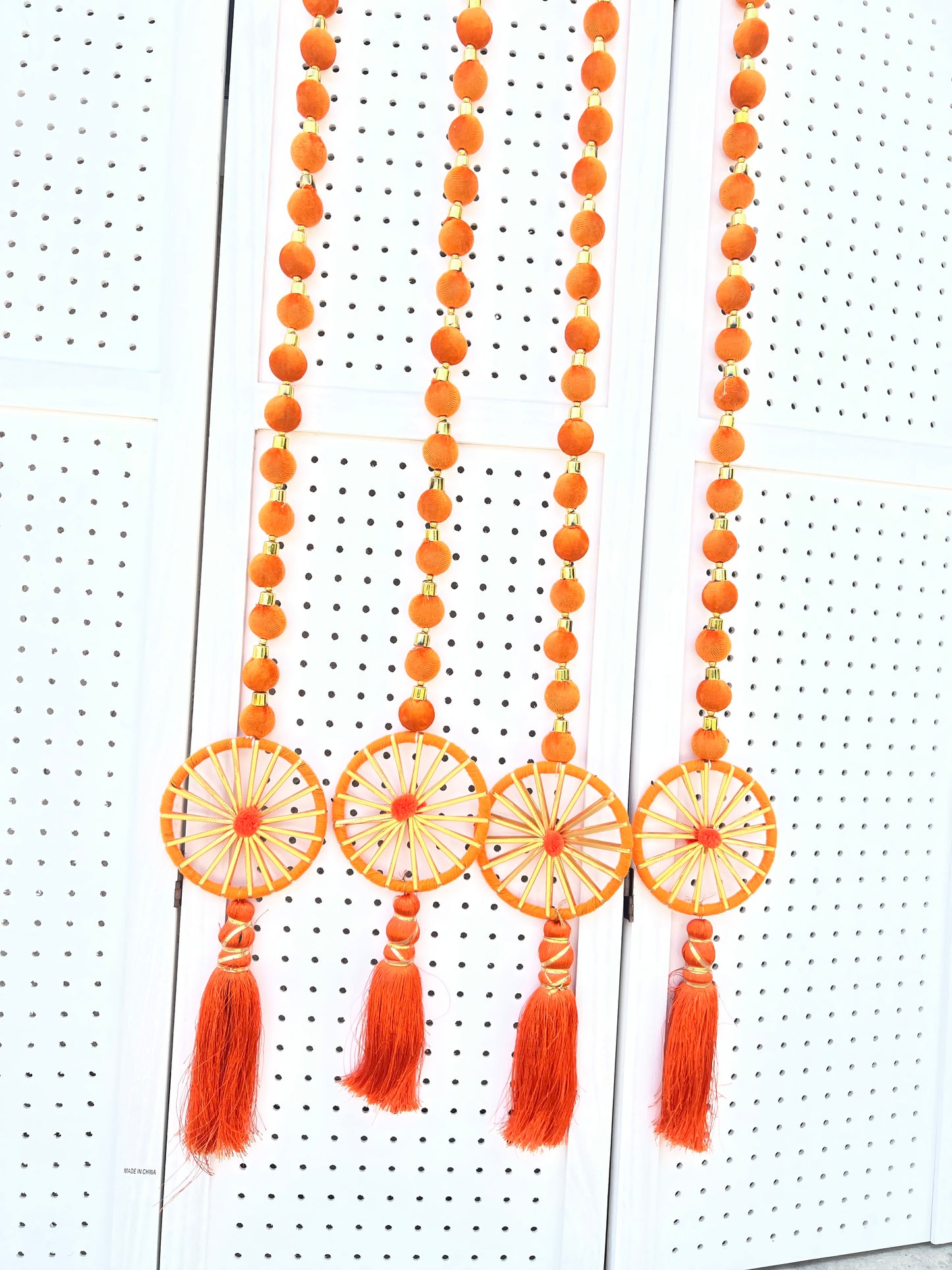 (Pack of 2) Ball Tassel Garlands With Chakri Wall Door Hanging Latkan Traditional Decoration for wedding, Party, Baby Shower, House Warming, Festival Decoration, Pooja Event, Bandhanwar (Height ~ 4 FT)