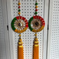 (Pack of 2) Traditional Decoration with pompom beads and tessel for Wall Hanging, Wall Art Showpiece, Decorative Hanging, Birthday Gift, Diwali Gift, Home Decor, Baby Shower, House Warming, Festival Decoration, Pooja Event