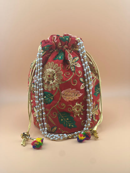 Gota Work Indian Ethnic Potli Bag | Hand Bag | Hand Purse for Party Wedding and Gifting | Women Potli Bag | Pouch | Coin | Phone | Key | Jewellery Purse for Women & Girls