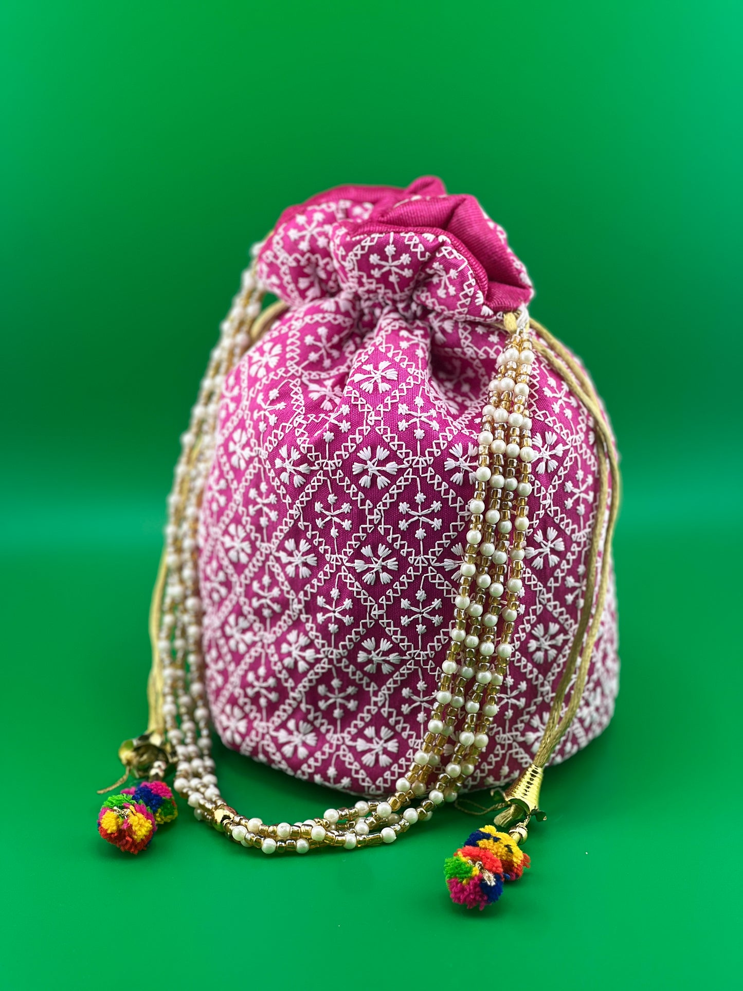 Indian Wedding Favor CHIKAN POTLI BAG | Indian Ethnic Potli Bag | Hand Bag | Hand Purse for Party Wedding and Gifting | Women Potli Bag | Pouch | Coin | Phone | Key | Jewellery Purse for Women & Girls