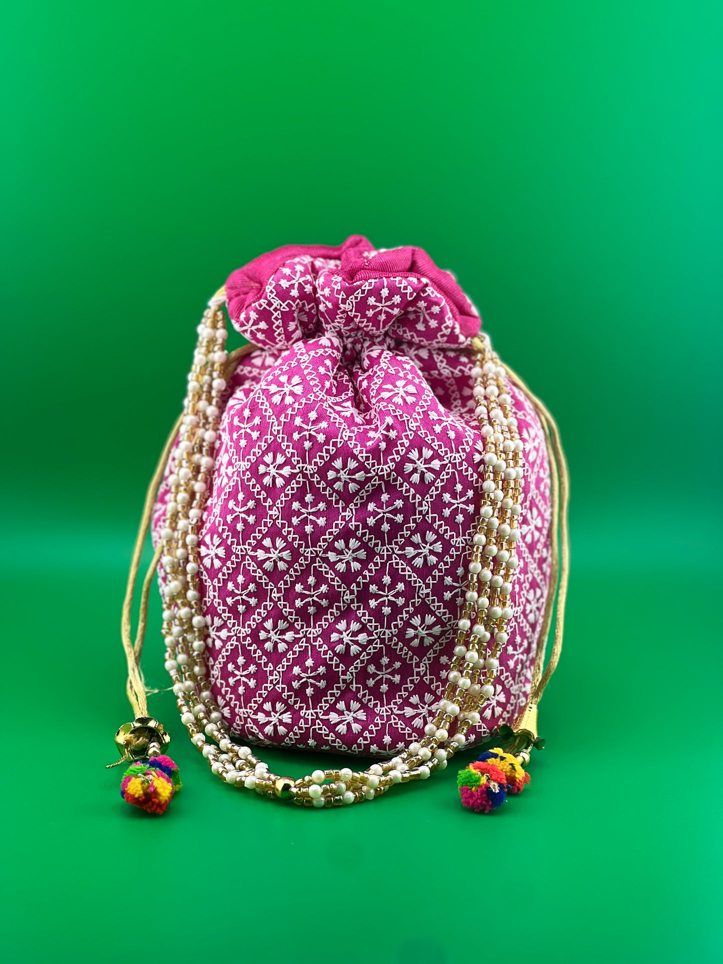 Indian Wedding Favor CHIKAN POTLI BAG | Indian Ethnic Potli Bag | Hand Bag | Hand Purse for Party Wedding and Gifting | Women Potli Bag | Pouch | Coin | Phone | Key | Jewellery Purse for Women & Girls