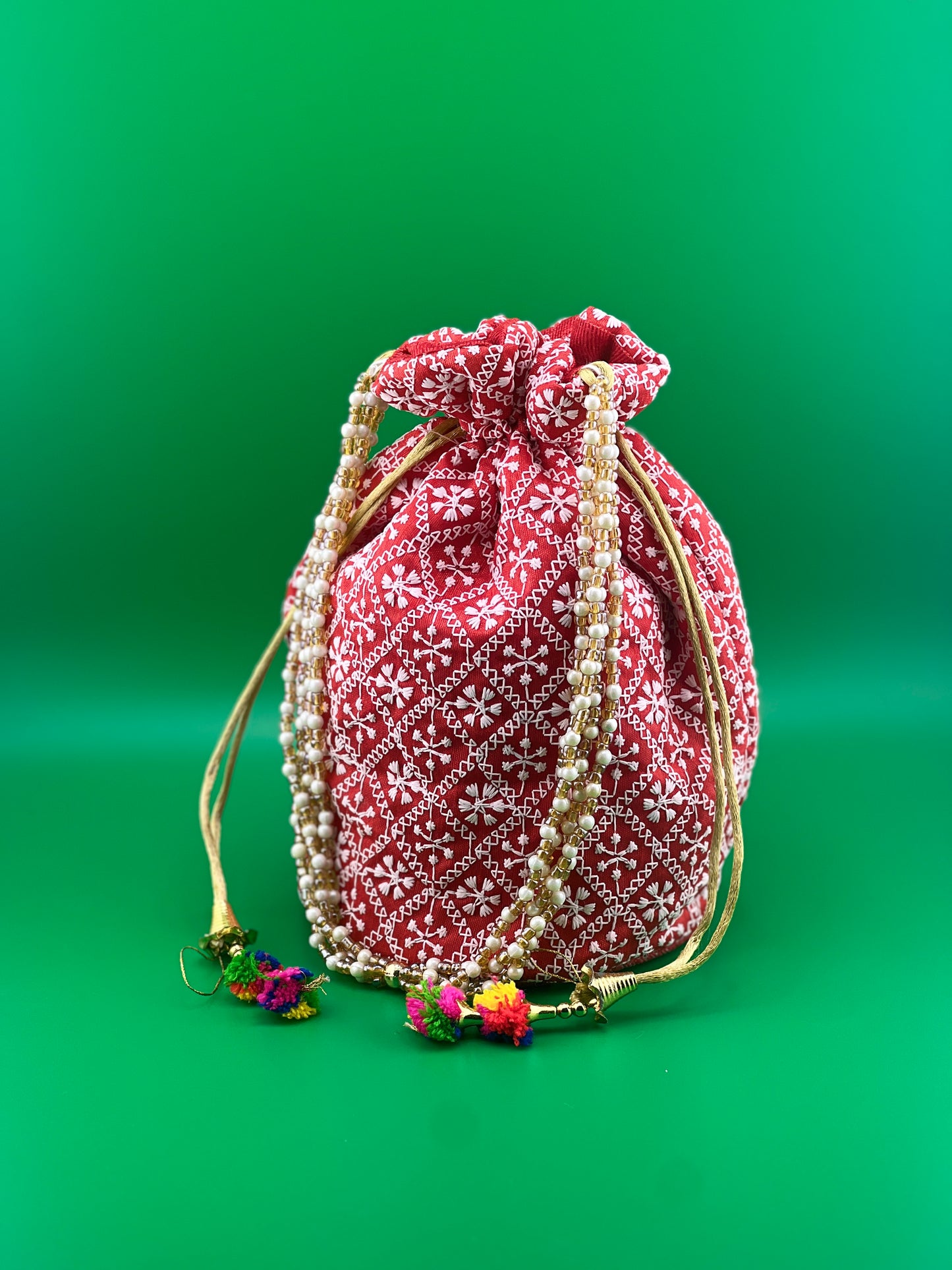 Indian Wedding Favor CHIKAN POTLI BAG | Indian Ethnic Potli Bag | Hand Bag | Hand Purse for Party Wedding and Gifting | Women Potli Bag | Pouch | Coin | Phone | Key | Jewellery Purse for Women & Girls