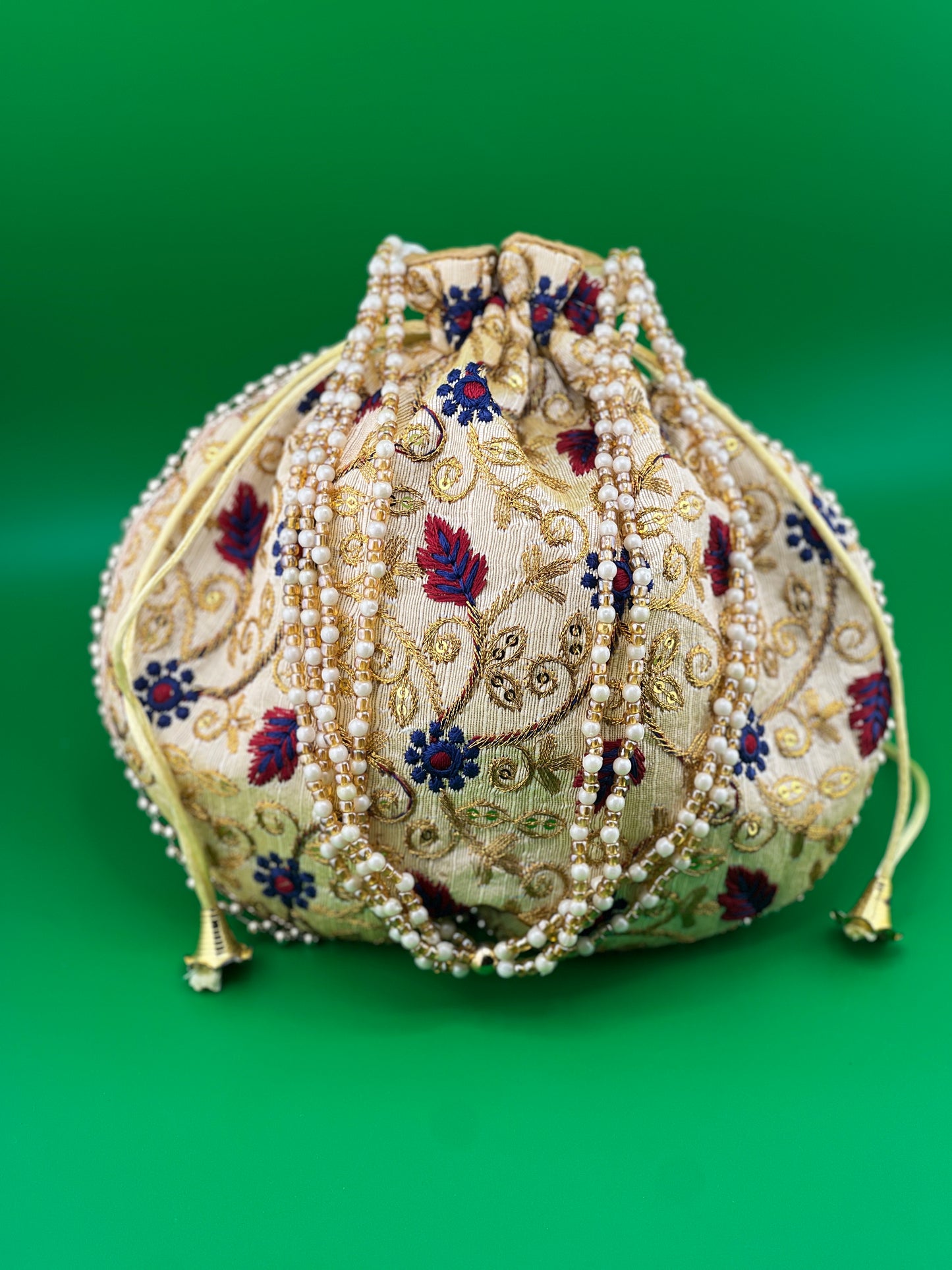 Silk Embroidery Work Indian Ethnic Potli Bag | Hand Bag | Hand Purse for Party Wedding and Gifting | Women Potli Bag | Pouch | Coin | Phone | Key | Jewellery Purse for Women & Girls