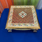 Indian Wooden Chowki for Pooja Table Handmade Oxidize Meenakari Bajot Patla Tradition Pooja Stool Indian Puja Stool Chowki For Diwali Gift