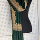 Silk Wool Blend Scarves Stole With Shimmery Crystal Work and Hand Embroidery