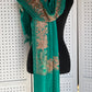 Silk Wool Blend Scarves Stole With Shimmery Crystal Work and Hand Embroidery