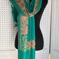 Silk Wool Blend Scarves Stole With Shimmery Crystal Work and Hand Embroidery