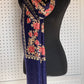 Silk Wool Blend Scarves Stole With Shimmery Crystal Work and Hand Embroidery