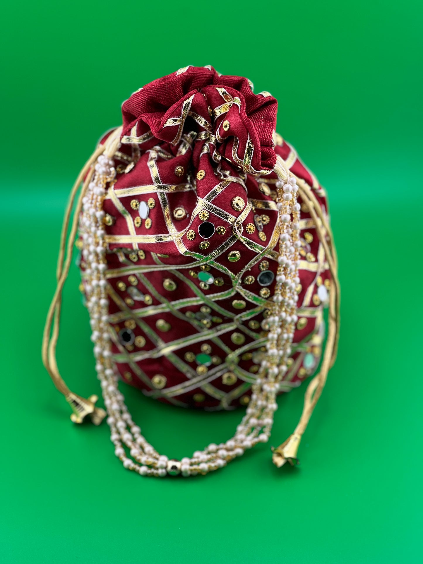 Mirror Work Indian Ethnic Potli Bag | Hand Bag | Hand Purse for Party Wedding and Gifting | Women Mirror Potli Bag | Pouch | Coin | Phone | Key | Jewellery Purse for Women & Girls