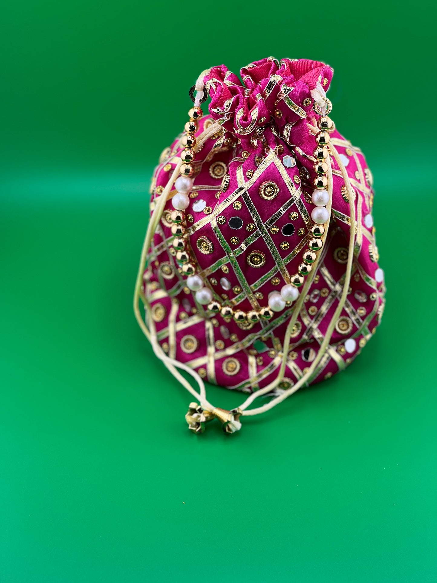 Mirror Work Indian Ethnic Potli Bag | Hand Bag | Hand Purse for Party Wedding and Gifting | Women Mirror Potli Bag | Pouch | Coin | Phone | Key | Jewellery Purse for Women & Girls