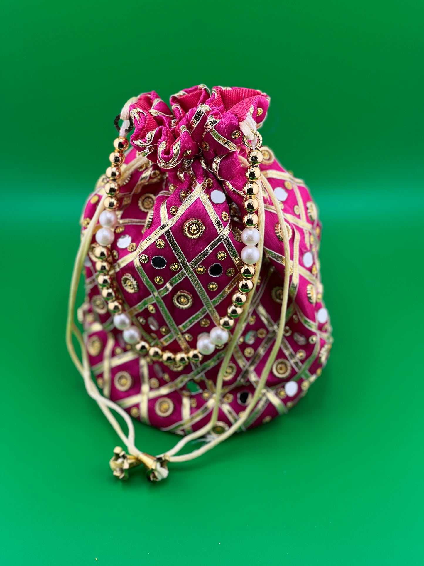 Mirror Work Indian Ethnic Potli Bag | Hand Bag | Hand Purse for Party Wedding and Gifting | Women Mirror Potli Bag | Pouch | Coin | Phone | Key | Jewellery Purse for Women & Girls