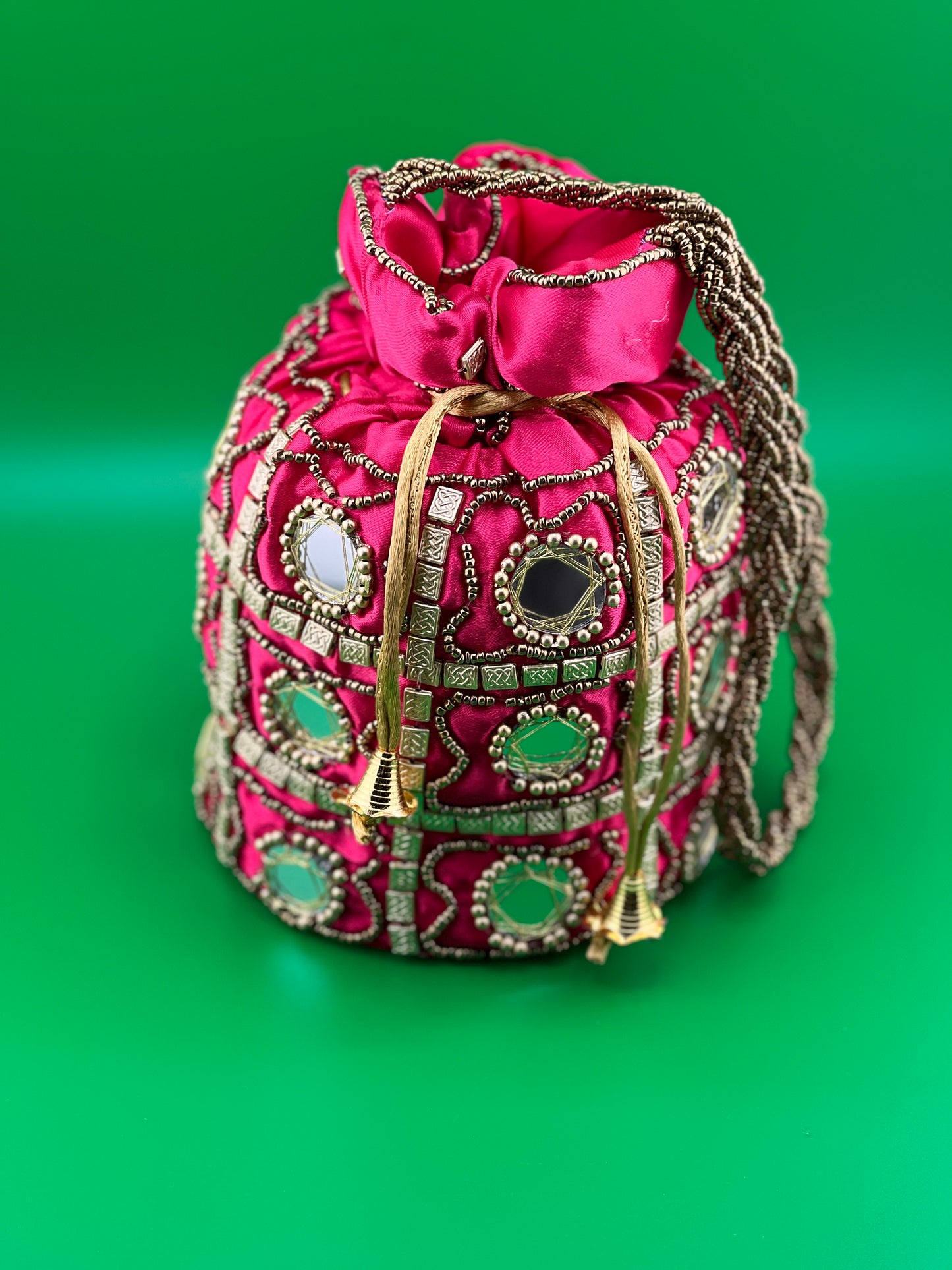 Mirror Work Indian Ethnic Potli Bag | Hand Bag | Purse for Party Wedding and Gifting | Women Mirror Potli Bag | Pouch | Coin | Jewellery Purse for Women & Girls