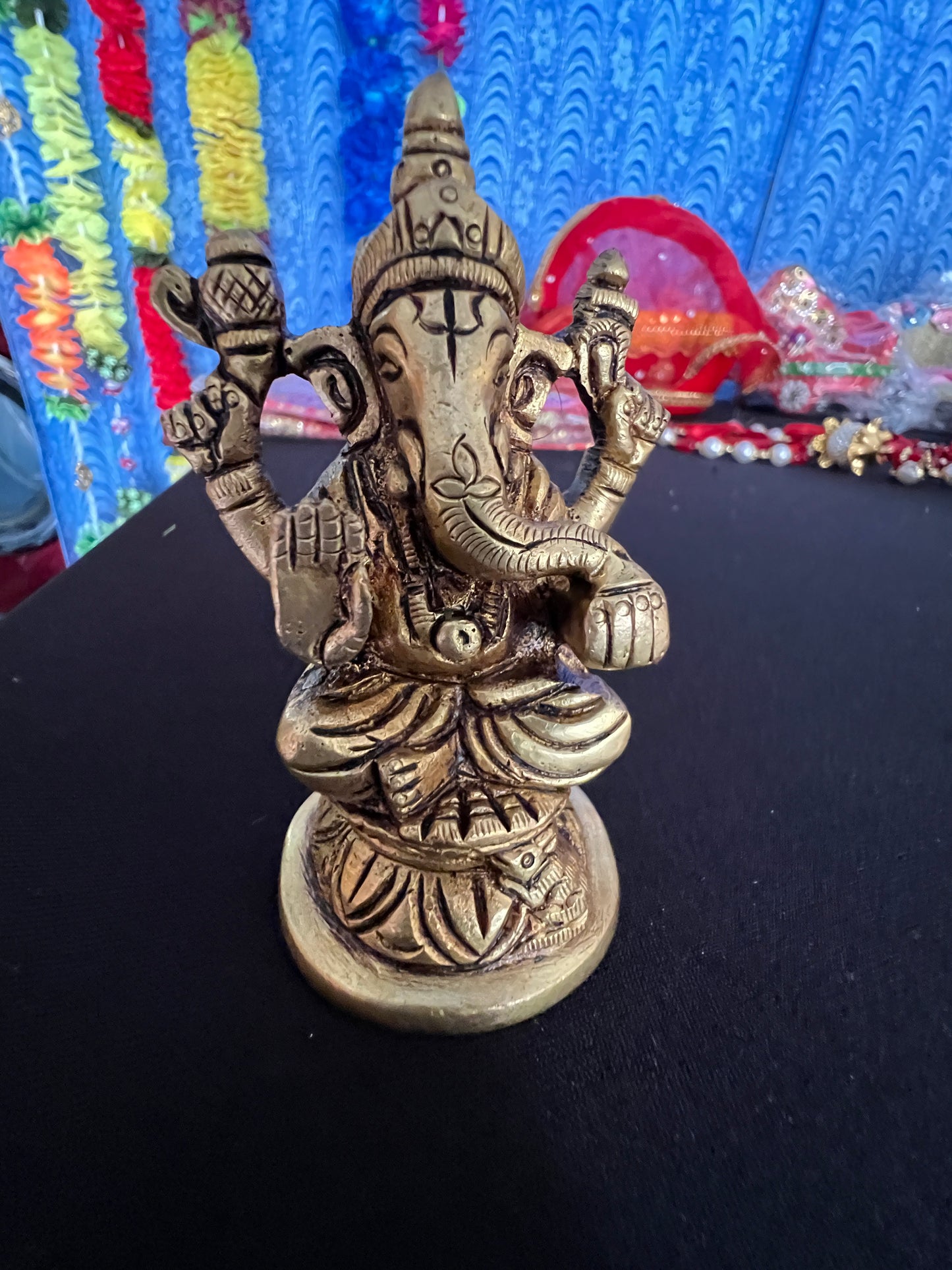 Brass Ganesha Statue | 9 cm Brass Ganesh Culture Religious Home Decor | Good Luck Gift For New Begining and New Success | God Statue Wealth Sculpture