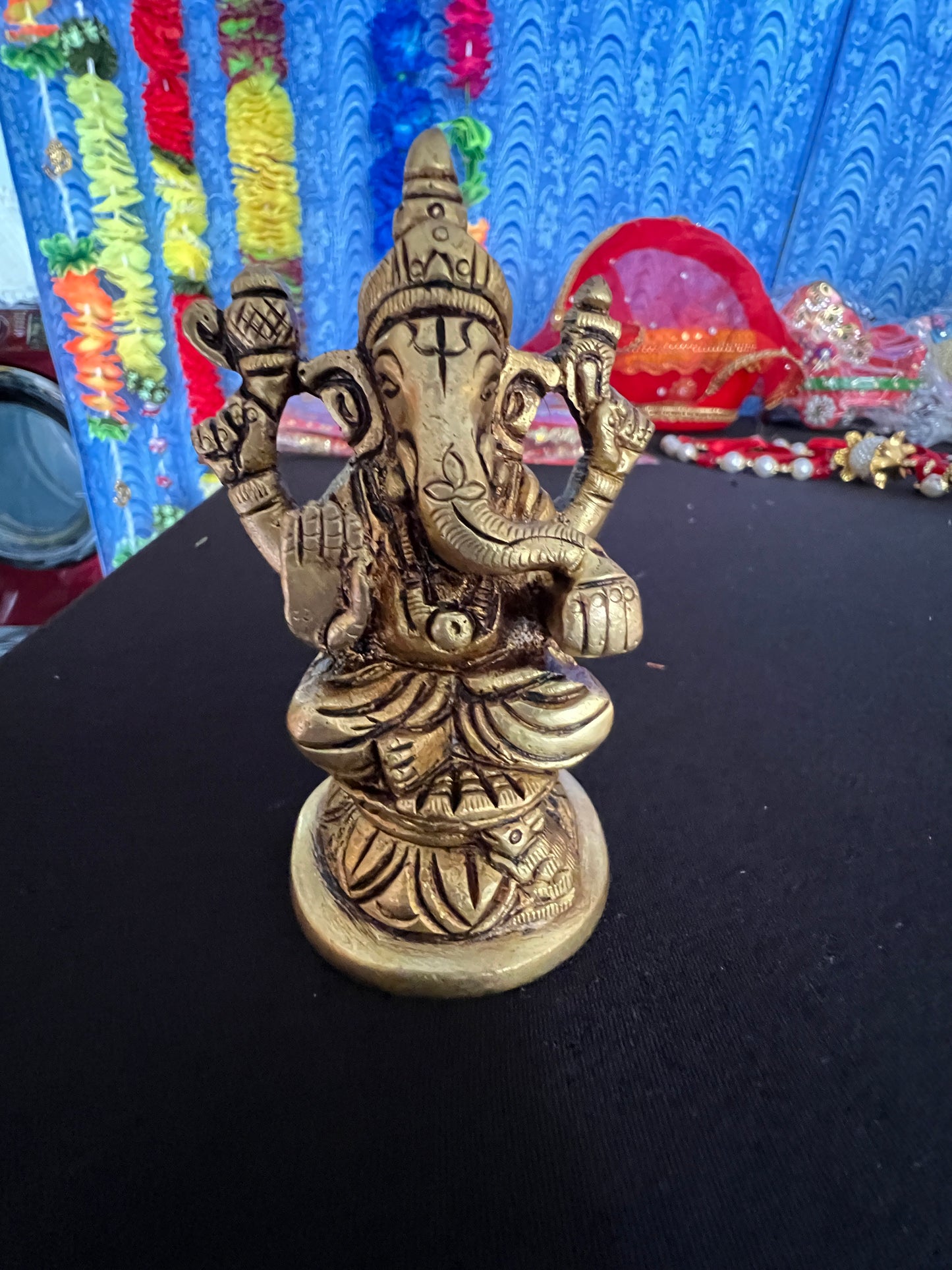 Brass Ganesha Statue | 9 cm Brass Ganesh Culture Religious Home Decor | Good Luck Gift For New Begining and New Success | God Statue Wealth Sculpture